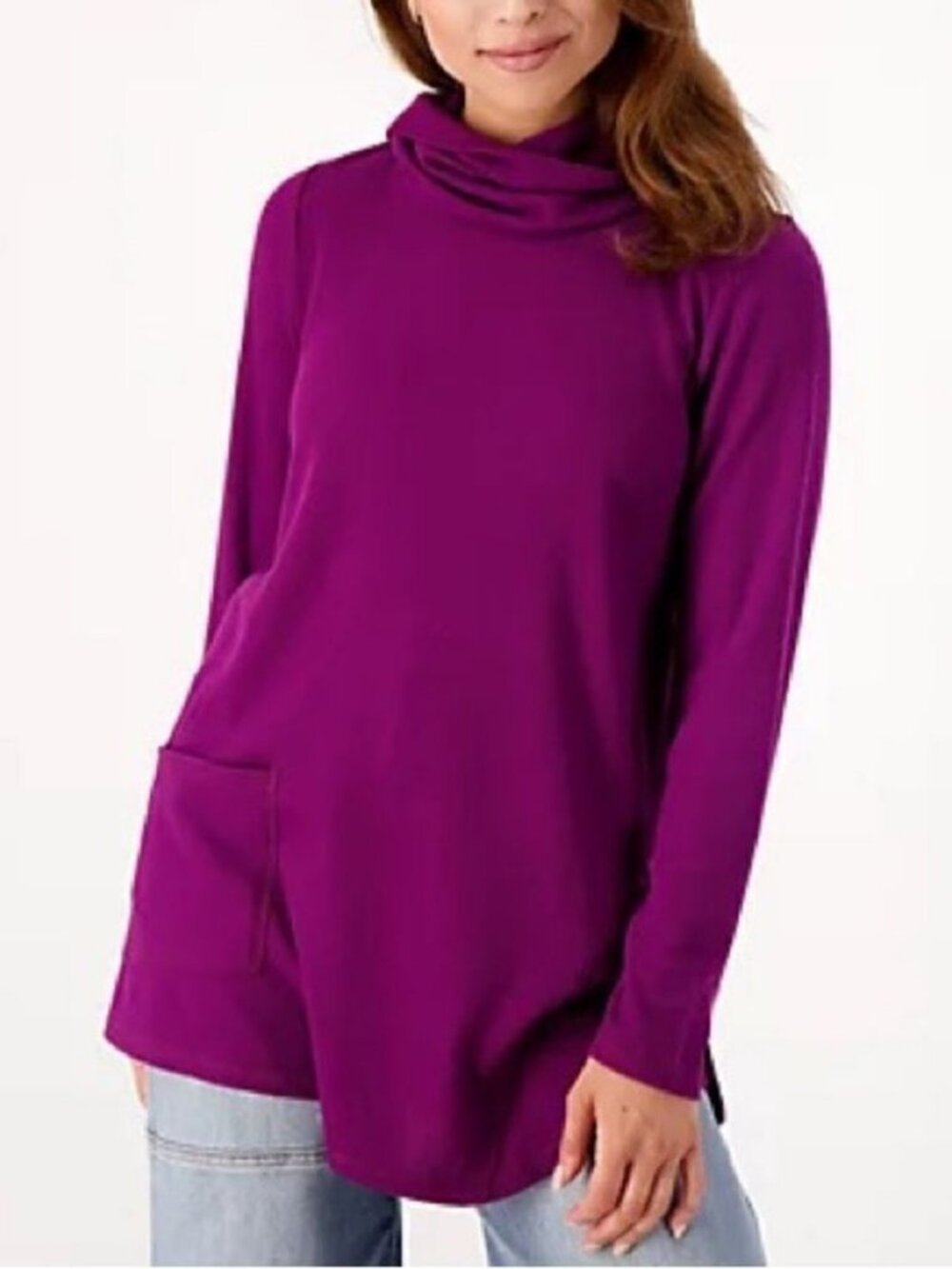 LOGO Lounge by Lori Goldstein Micro Cloud Waffle Cowl Neck Top